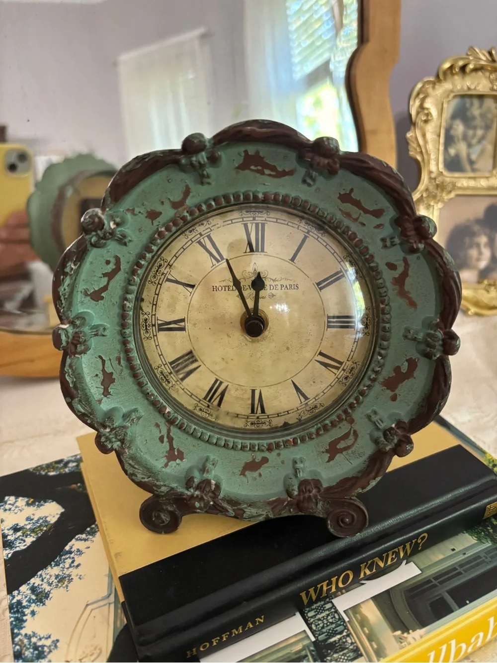 Vintage Distressed Hotel de Ville de Paris Table Clock